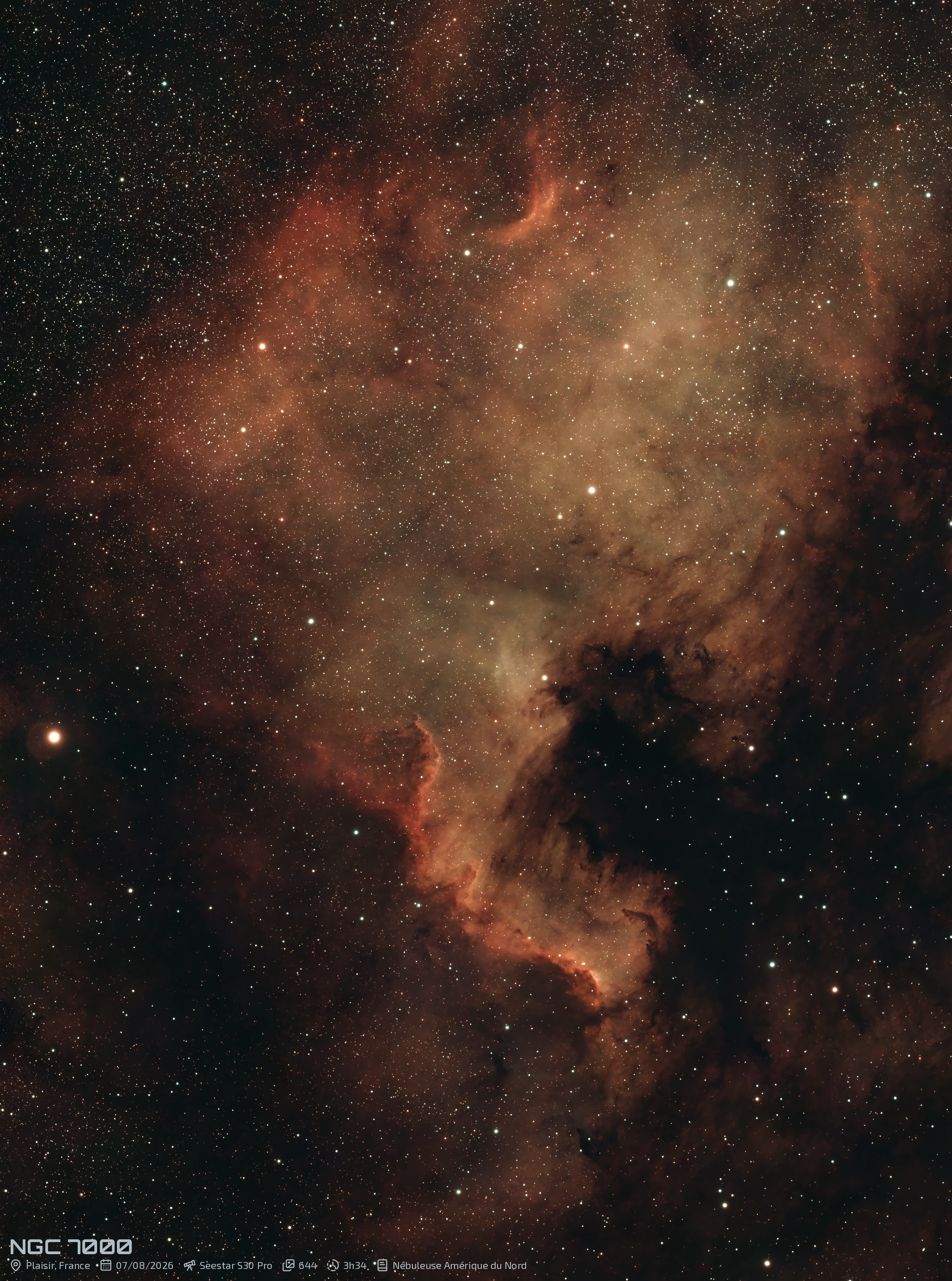NGC 7000 - Nébuleuse de l'Amérique du Nord